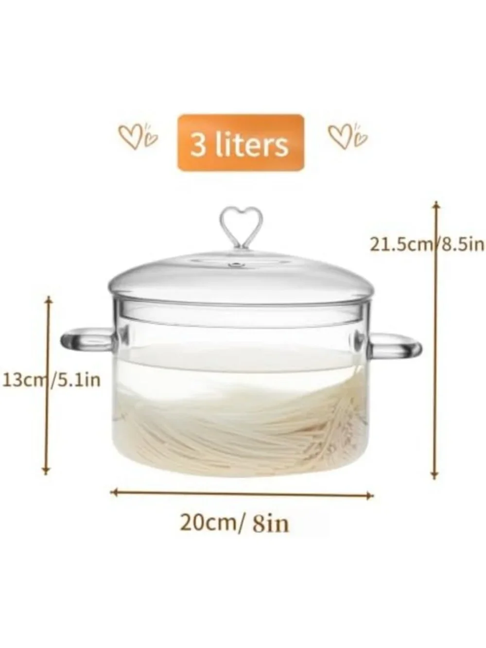 3L Glass Cooking Pot with Lid - Durable, Heat-Resistant, Perfect for Stews
